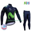 Radbekleidung Radtrikot Langarm + Lang Radhose 2017 Movistar Team Kinder Winter Thermal Fleece N001